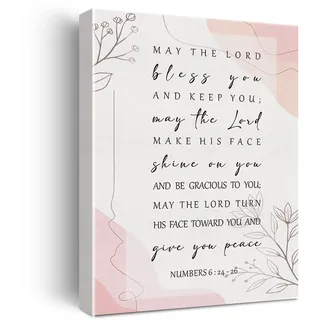 Xiolcxdr Kunstdruck auf Leinwand, inspirierender Bibelvers, Motiv: rosa Zahlen 6: 61–66, christliches Wandgemälde, Poster, 30,5 x 38,1 cm, Schrift, Heimbüro, Dekoration (gerahmt)