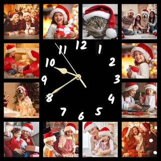 S&H&OU Benutzerdefinierte Wanduhr, Fotowanduhren für Wohnzimmerdekoration mit Foto, leise Wanduhr für Kinder, Personalisierte Fotowanduhr zum Aufhängen von Geburtstagsfotos(25cm)