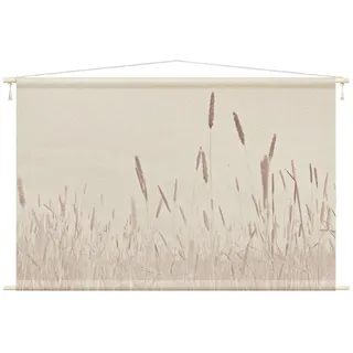Bilderdepot24 Wandteppich modern Landhaus Gräser beige, rechteckig, Höhe: 2.6 mm, großes Wandbild aus Natur-Baumwolle Wandbehang Stoffbild Tuch Wollseil beige rechteckig | 90 cm x 60 cm x 2.6 mm