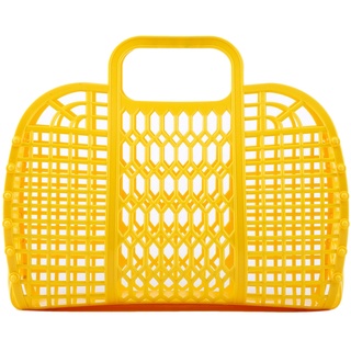 BABANA Kleine Plastikgelee-Taschen - Wiederverwendbarer Geschenkkorb | Strandtasche, Braut-, Osterkorb (Gelb)