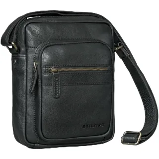 STILORD "Joao Vintage Umhängetasche Herren Klein Leder - Kleine Messenger Bag Herrentasche zum Umhängen mit vielen Fächern Echtleder Crossbody Bag für Tablet 10 Zoll Farbe:schwarz - S
