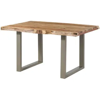 MASSIVMOEBEL24.DE Baumtisch 140 x 77 x 90 cm natur/silber