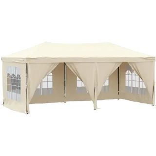 vidaXL Partyzelt Faltbar mit Seitenwänden Creme 3 x 6 m 