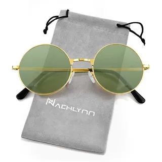 NACHLYNN Hippie Sonnenbrille 60er 70er Jahre Runde Hippie Brille Party Sonnenbrille für Damen Men