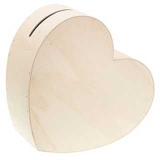 Spardose "Herz" aus Holz, 28 x 28 x 13 cm
