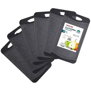 NEOFLAM® Schneidebrett Flutto Antibakterielles Frühstücksbrettchen Set 6tlg. - Granit/Schwarz, Kunststoff (PP), (6-St) grau