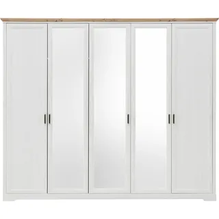SchlafKONTOR Kleiderschrank Jasmin II 266 x 220 x 64 cm Weiß