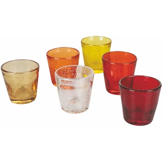 Likörglas VILLA D'ESTE "Cancun Sunset" Trinkgefäße Gr. Ø 6 cm x 6 cm, 70 ml, 6 tlg., bunt (rot, orange, gelb) Spirituosengläser Gläser-Set, 6-teilig, Inhalt 70 ml