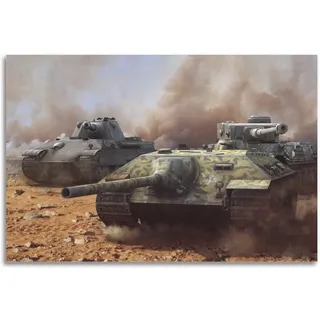 GTTHOK WW2 Vintage Panzer-Poster, Panther II, E-25 und Tiger P, dekoratives Gemälde, Leinwand-Kunstbild, 60 x 90 cm