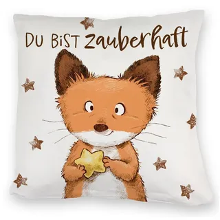 speecheese Dekokissen Fuchs Kuschelkissen mit Spruch Du bist zauberhaft