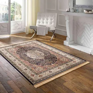 Taracarpet Teppich Palazzo Royal Lilian blau 095x140 cm Kurzflor Orientteppich für Wohnzimmer Esszimmer und Schlafzimmer