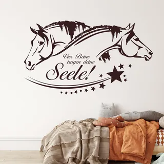 GRAZDesign Wandtattoo Pferde Wohnzimmer Sprüche Vier Beine tragen deine Seele, Wandaufkleber Kinderzimmer - 52x30cm / 041 pink
