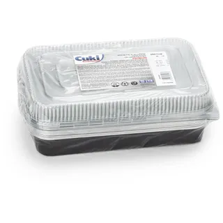 Cuki Professional Aluminiumschalen mit Deckel, ultrastark, 6 Portionen, lackiert, 29 x 19 x 4 cm, 1 Packung mit 10 Stück, Einweg für Backofen, Mikrowelle, Kühlschrank, Kochen, Aufbewahrung