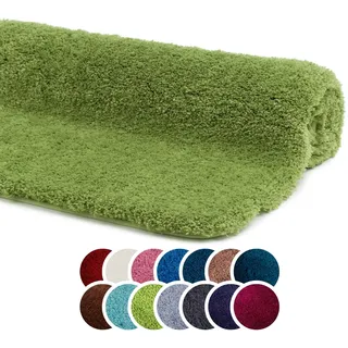 liebling Superior Badteppich mit Anti-Rutsch-Beschichtung, 100% Polyester (Mikrofaser), 60 x 100 cm, 30 Grad waschbar, Fußbodenheizung geeignet, Farbe: dunkelgrün