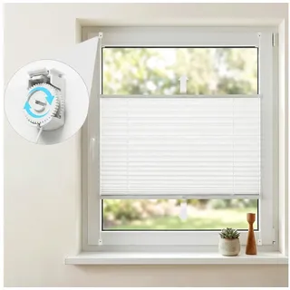 Sekey Plissee Plissee ohne Bohren – Klemmfix Fenster Plissee verstellbarer Spannung, freihängend, Klemmfix, 4 Schnurspanner zur Anpassung, verstärkten 1,5 cm Alu-Schiene, Weiß weiß 65 cm x 120 cm