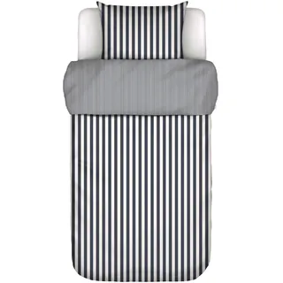 Marc O'Polo Classic Stripe Satin Blau 135 x 200 cm + 80 x 80 cm