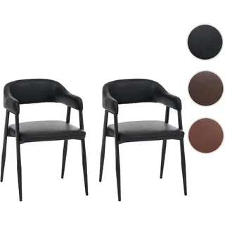 Einzelst�ck | 2er-Set Esszimmerstuhl HWC-P29, Küchenstuhl Lehnstuhl Polsterstuhl, Industrial Retro Vintage Kunstleder ~ schwarz