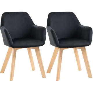 Homcom Esszimmerstuhl Samt schwarz 2er Set
