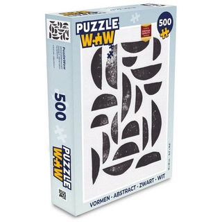 MuchoWow Puzzle Formen - Abstrakt - Schwarz - Weiß, 500 Puzzleteile, Foto-Puzzle, Bilderrätsel, Puzzlespiele, Spielzeug bunt