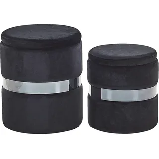 Beliani Pouf mit Stauraum 2er Set Samt 0 x 0 x 0 cm Schwarz