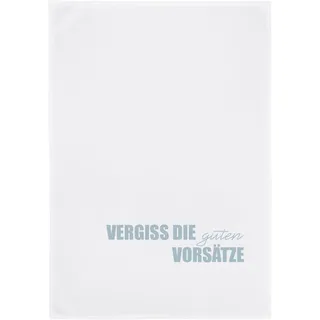 17;30 HOME Geschirrtuch, Humorvolles Design, 100% Baumwolle, VERGISS DIE Guten VORSÄTZE Spruch, umweltfreundlich, weiß, 50x70 cm