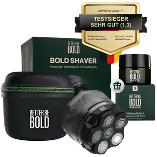 BETTER BE BOLD – Glatzenrasierer & Glatzencreme Anti-Shine 50ml SET – Mattierende Pflege für Glatze 0–3 mm – Beruhigt nach der Rasur – ohne Schnittgefahr und Hautirritationen – Shaver auch für Bart