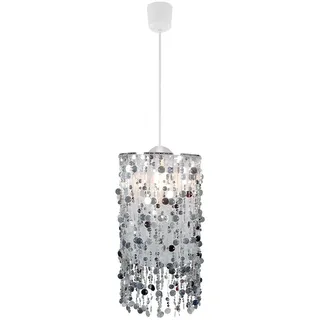 Hängelampe Hängeleuchte Kinderlampe Pendelleuchte Kinderzimmerleuchte, Metall silber Dekorbehang, 1x E27 Fassung, DxH 27x152cm