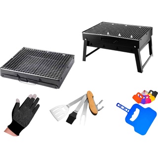 Tool Brothers, Holzkohlegrill, Toolbrothers Outdoor  tragbarer Holzkohle Grill Set für Camping werkzeuglose Montage 43 x 29 x 23 (29 cm)