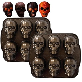 Wukesify Totenkopf Schokoladenform | Halloween Totenkopf Backform | 3D Metall DIY Skelett Kuchenform | Totenkopf Cakelet Halloween Backgeschirr | Haunted Skull Kuchenform Totenkopf Backform