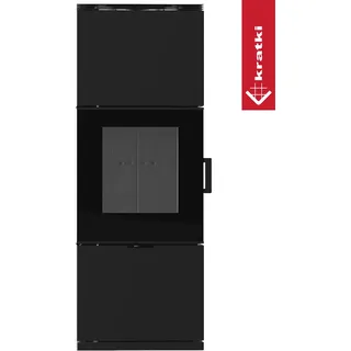 Kaminofen aus Stahl KRATKI INGA 8 kW Ø 150 schwarz Thermotec mit Türverschluss