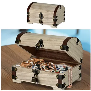Cepewa Holztruhe mit Deckel und Schloss │ Holz 21,5x15x13,5cm Beschläge Kiste │ Truhen zur Aufbewahrung Schatztruhe Holzkiste (1 x Holztruhe)
