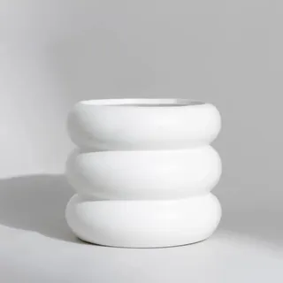 SANDYBAYTAS Keramik-Blumentopf für den Innenbereich, 11,9 cm Blumentopf mit Drainageloch, kleine Blasen-Design, Keramik-Pflanzgefäß für Zuhause und Büro, Dekor (weiß)