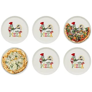 KHG 6er-Set Pizzateller, extra groß mit 30 cm Durchmesser in Chefkoch Print