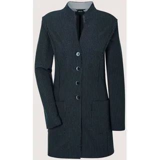 Longblazer MADELEINE "Gehrock Eleganter Einreiher mit Nadelstreifen", Damen, Gr. 34, blau (marine, wollweiß), Obermaterial: 68% Polyester PES. 25% Viskose CV. 7% Elasthan EL., Modern, figurumspielend, Blazer Longblazer, Nadelstreifen