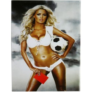 Kühlschrank Metall Magnet 6x8 cm Sexy Fußball Girl Pinup Nostalgie Tin Sign EMAG118