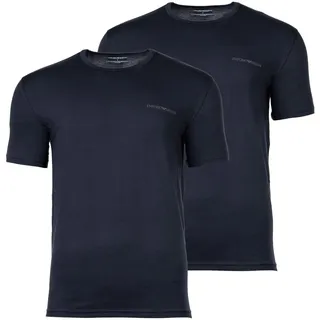 Emporio Armani T-Shirt, 2er Pack - CORE LOGOBAND, Rundhals, Regular Fit, Stretch Cotton Blau L