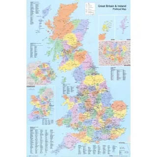 U. K Print Poster Politische Weltkarte, 61 x 92 cm