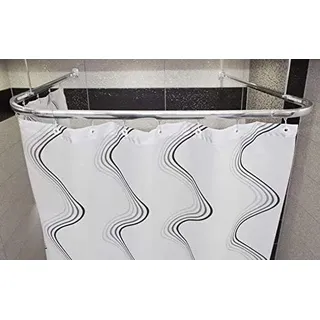 probath DUSCHVORHANGSCHIENE BARRIEREFREI WEISS SCHWARZ SILBER GLÄNZEND DUSCHVORHANGSTANGE - INKL. GLEITER - INKL. DECKENHALTERUNGEN - 3 FARBEN ZUR AUSWAHL (Silber Glänzend)