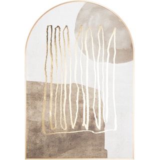 DRW Leinwandbild, Bogen-Stil, abstrakt, mit Rahmen aus Naturholz, Braun und Gold, 120,8 x 80,8 x 4 cm