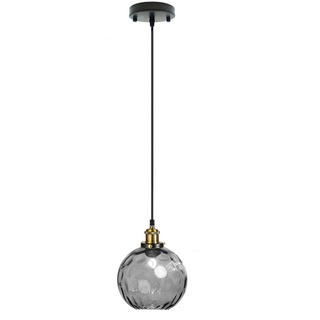 LFsem Pendelleuchte mit 15cm Buntem Wirbelndem Glaskugel-Lampenschirm, Industrielle Antike Bronze-E27-Loft-Bar-Deckenleuchte Hängelampe (Grau)
