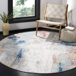 SAFAVIEH Abstrakt Teppich für Wohnzimmer, Esszimmer, Schlafzimmer - Jasper Collection, Kurzer Flor, Grau und Rot, 201 X 201 cm