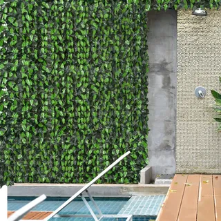 Outsunny Künstliche Hecke Efeu Sichtschutz, Efeu-Zaun mit UV-Schutz, Grün