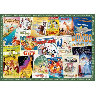 Ravensburger Erwachsenenpuzzle 1000 Teile - Disney Classics - Vintage Movie Poster