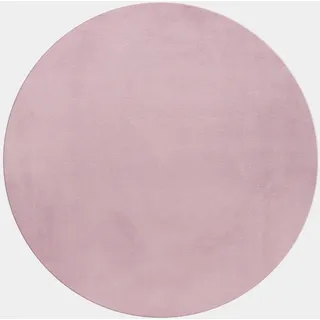 Teppich Waschbar Uni Modern Strapazierfähig Esszimmer Flur Rund Rosa 200x200 cm OEKO-TEX Fußbodenheizung geeignet – NECKAR von Kadima Design