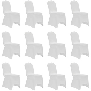 Hussen-Set Stretch-Stuhlhussen 12 Stk. Weiß, furnicato weiß
