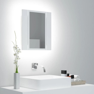 heybb LED-Bad-Spiegelschrank Weiß 40x12x45 cm Acryl Spiegelschrank Bad Mit Beleuchtung Alibertschrank Bad Mit Beleuchtung Bathroom Mirror Cabinet