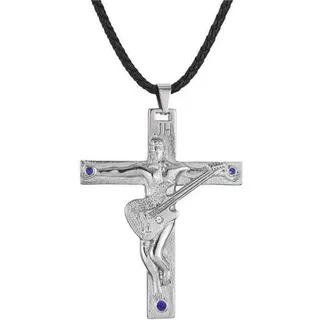 Johnny Hallyday Gitarrenkreuz Anhänger Edelstahl Silbergeschenk
