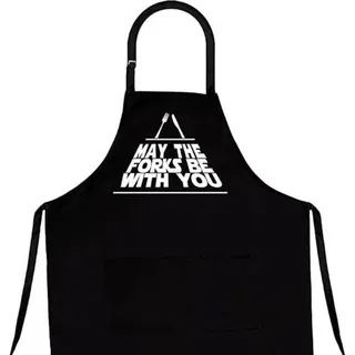 "Kochschürze \"May the Forks be with you\" in Schwarz aus Baumwollmischung für Herren"