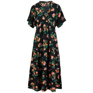 Blutsgeschwister Midikleid Saint Tropen orange|schwarz XS