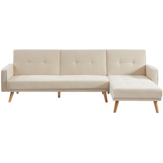 BAÏTA Ecksofa, 4-Sitzer, aus Cordstoff, Cord, beige, Dimensions canapé : 271 x 155 x 86.5 cm